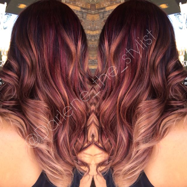 Rich warm balayage with a red base, lowlights, and subtle blonde ombré balayage to give it lots of dimension! Balayage Hair Brunette Short, Subtle Blonde, Ombré Balayage, Deep Red Hair, Blonde Ombré, Warm Balayage, Blonde Ombre Balayage, Red Hair With Highlights, Ombre Blond