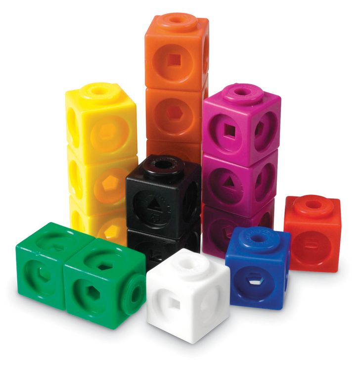 several different colored blocks are stacked up together