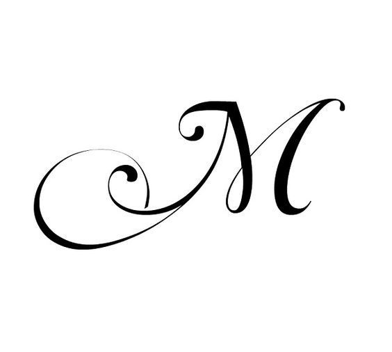 the letter m is made up of swirly lines and letters are black on white