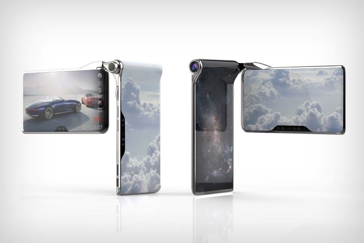 two cell phones are open to show the same image as they fly through the sky