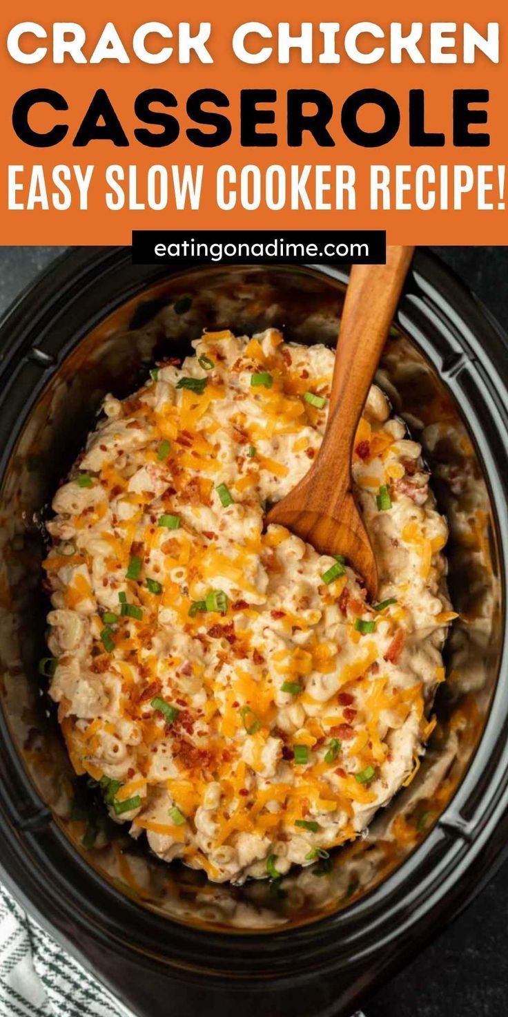 the crock chicken casserole is ready to be cooked in the slow cooker