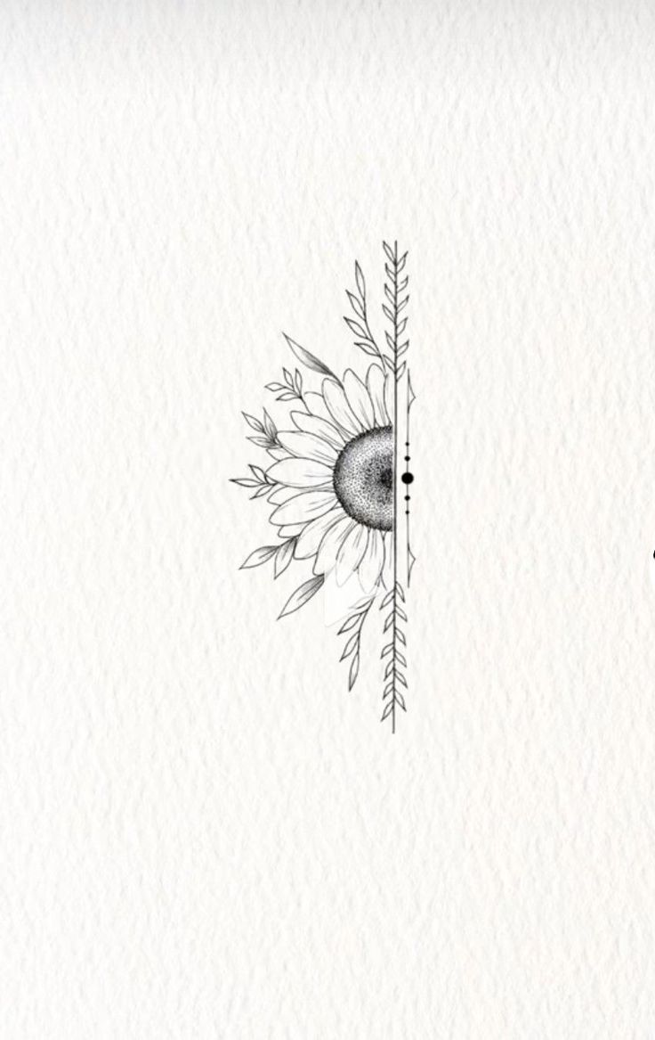 a drawing of a sunflower on a white paper