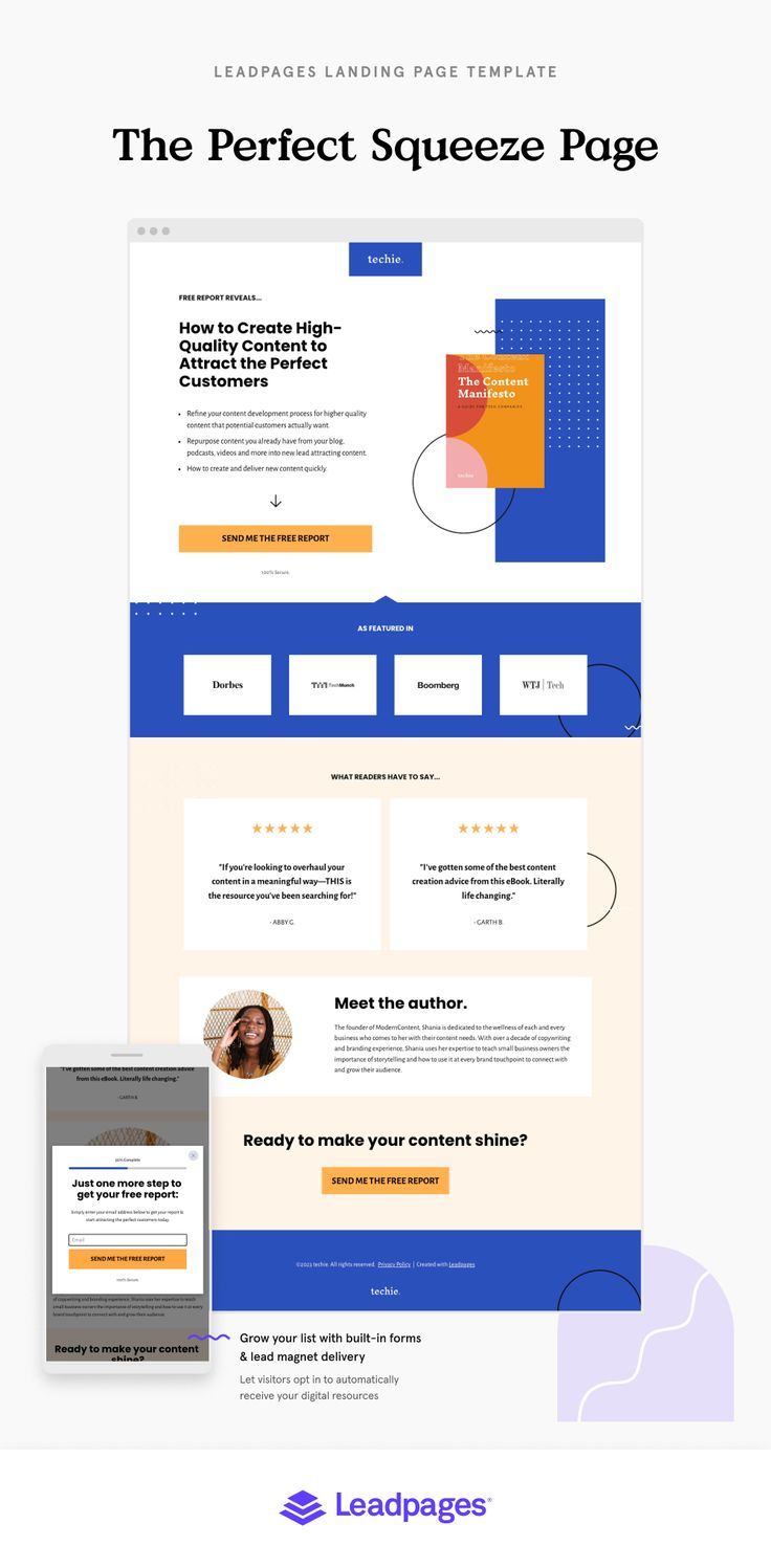 the landing page for an email marketing company