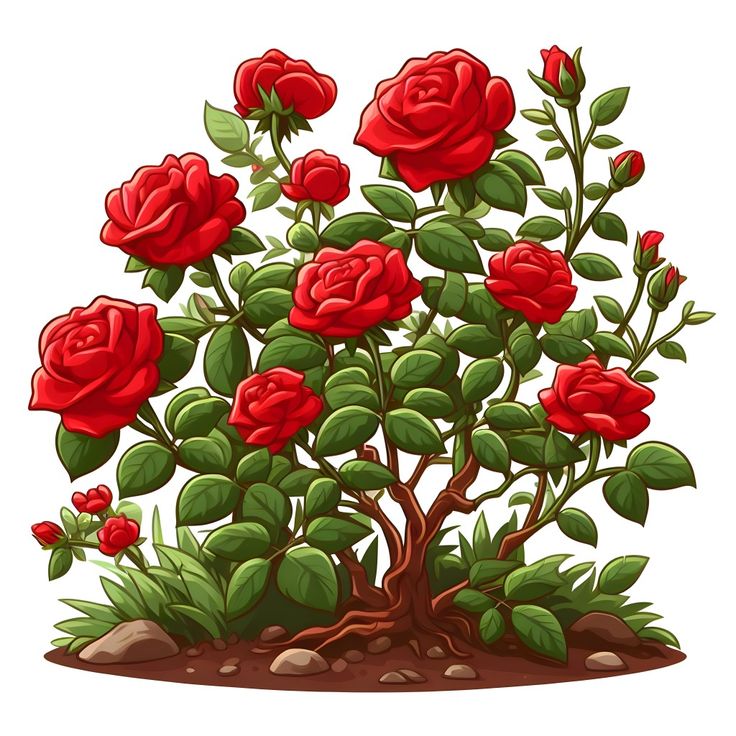 a bush with red flowers and green leaves on a white background stock photo - budget conscious