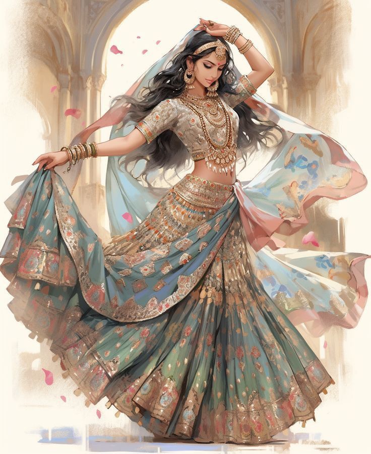 Traditional Indian Royal Clothing, Lehenga Illustration, Indian Outfits Modern, Ancient Dress, Saree Wearing Styles, Dress Illustration, Fashion Design Collection, Fashion Drawing Dresses, Modest Dresses Casual