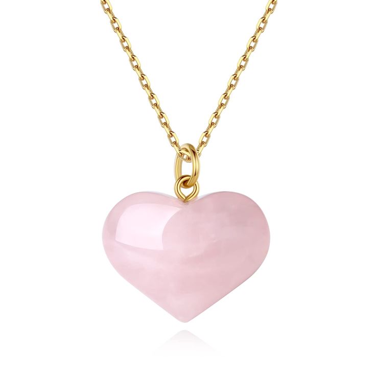 PRICES MAY VARY. This crystal necklace measures 1*0.8*0.5"(26*20*12mm) Rose Quartz heart pendant; 18K gold plated stainless steel cable chain: 16"(40cm) with 2"(5cm) extender We crafted this crystal necklace with 18K gold plated stainless steel to enhance its shine and durability, and makes this heart necklace for women safe to wear even if you have sensitive skin Crystals Properties: Rose Quartz is the stone of universal love. Rose quartz necklace restores trust and harmony in relationships Whe Rose Gold Crystal Necklace For Valentine's Day, Quartz Aesthetic, Crystals Properties, Gf Aesthetic, Pandora Bracelet Charms Ideas, Rose Quartz Jewelry, Crystal Heart Pendant, Rose Quartz Pendant, Rose Quartz Heart