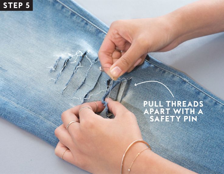 How to Distress Your Jeans in 7 Easy Steps | InStyle How To Rip Your Jeans, How To Destress, Cut Up Jeans, Diy Distressed Jeans, Holey Jeans, Jean Diy, Stonewash Jeans, Diy Ripped Jeans, Stitch Jeans