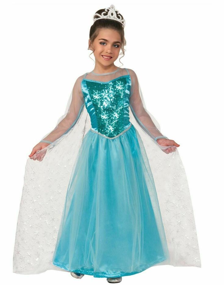 This costume includes: dress with attached cape. *Shoes, crown not included. Manufacturers Size Guide Chart: Infant Size Chart Size Height Weight Infant (12-24 Months) 18.5-23 lbs approx. 29" Toddler (2-4) 24-36 lbs approx. 41" Child Size Chart Small (4-6) 38-42 lbs 39"-45" Medium (8-10) Up to 62 lbs 46"-53" Large (12-14) Up to 100 lbs Up to 60" Elsa Fancy Dress, Diy Disney Princess, Ice Queen Costume, Prince Girl, Disney Princess Makeup, Elsa Frozen Costume, Frozen Costumes, Blue Princess Dress, Tinkerbell Costume