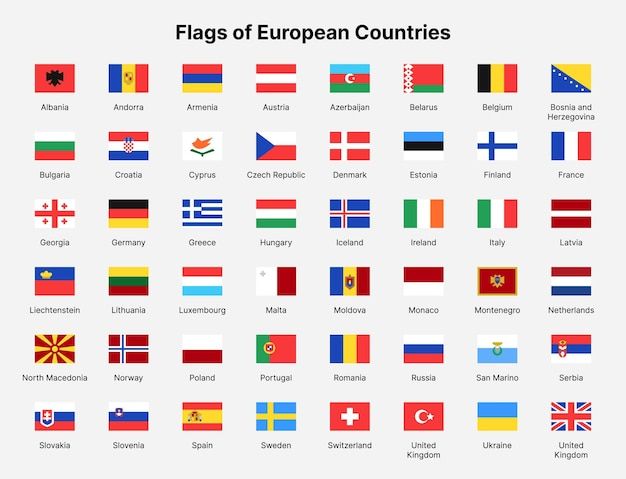 the flags of european countries are shown here