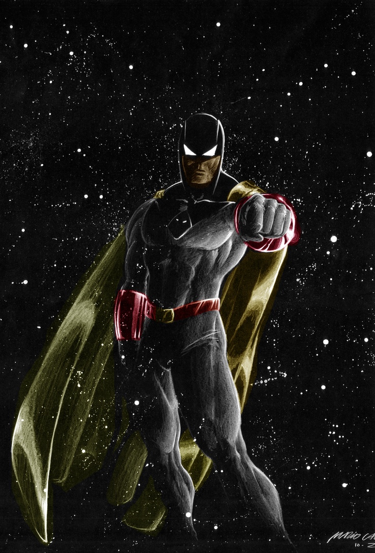 the batman is flying through the night sky with his cape open and hands on his hips