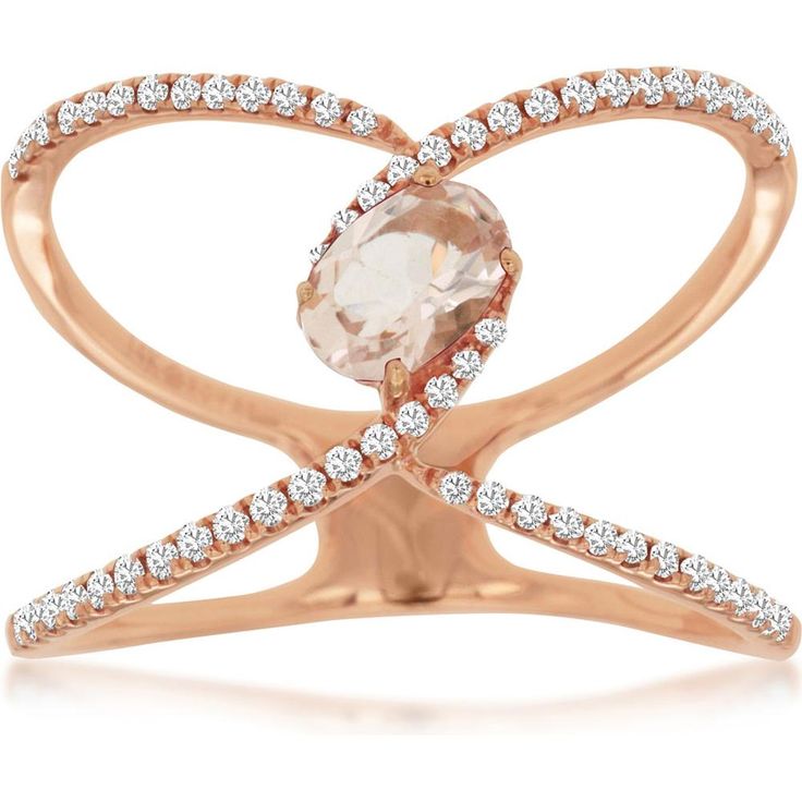 Radiant 14K Rose Gold Morganite and Diamond Oval Ring - 0.63 Carat Total Gem Weight Diamond Oval Ring, Morganite Diamond Ring, Kunzite Ring, Oval Diamond Ring, Rose Gold Morganite, Morganite Diamond, Oval Ring, Rose Gold Band, Oval Rings