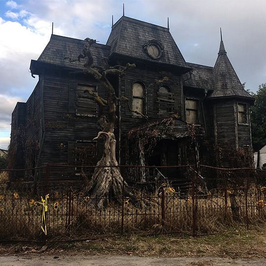 an old wooden house with vines growing on it