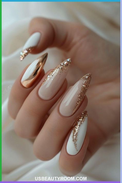 Diy Valentine's Nails, Graduation Nails, Romantic Nails, Nail Designs Valentines, Smink Inspiration, Gold Nail, French Nail Designs, Glamorous Nails, Chic Nails