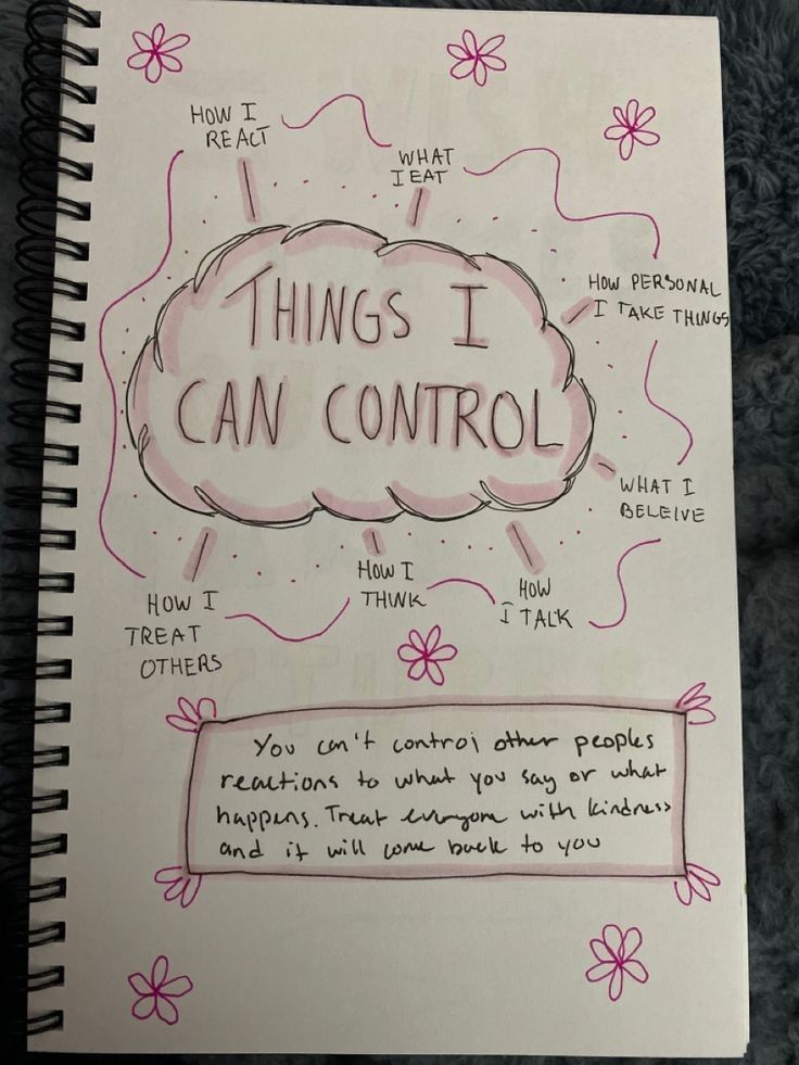 a notebook with writing on it that says things i can control