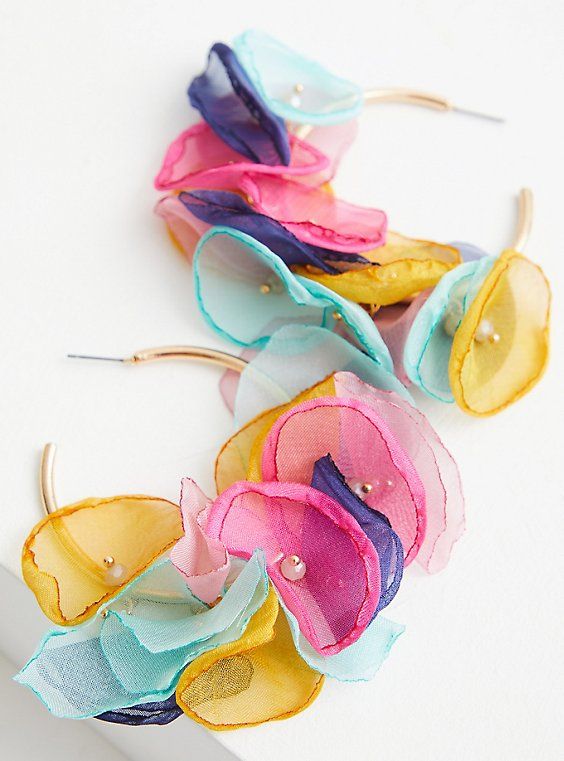 FIT. 2. 25” circumference. MATERIALS + CARE. Base metal. . Imported. DETAILS. Multi color petal design. Metal hoops. The best plus size women's multi color petal hoop earrings in multi. Material Earrings, Art Nouveau Earring, Paper Roll Crafts, Art Jewelry Contemporary, Earrings Diy, Shopping Day, Diy Christmas Gifts, Bead Art, Alcohol Ink