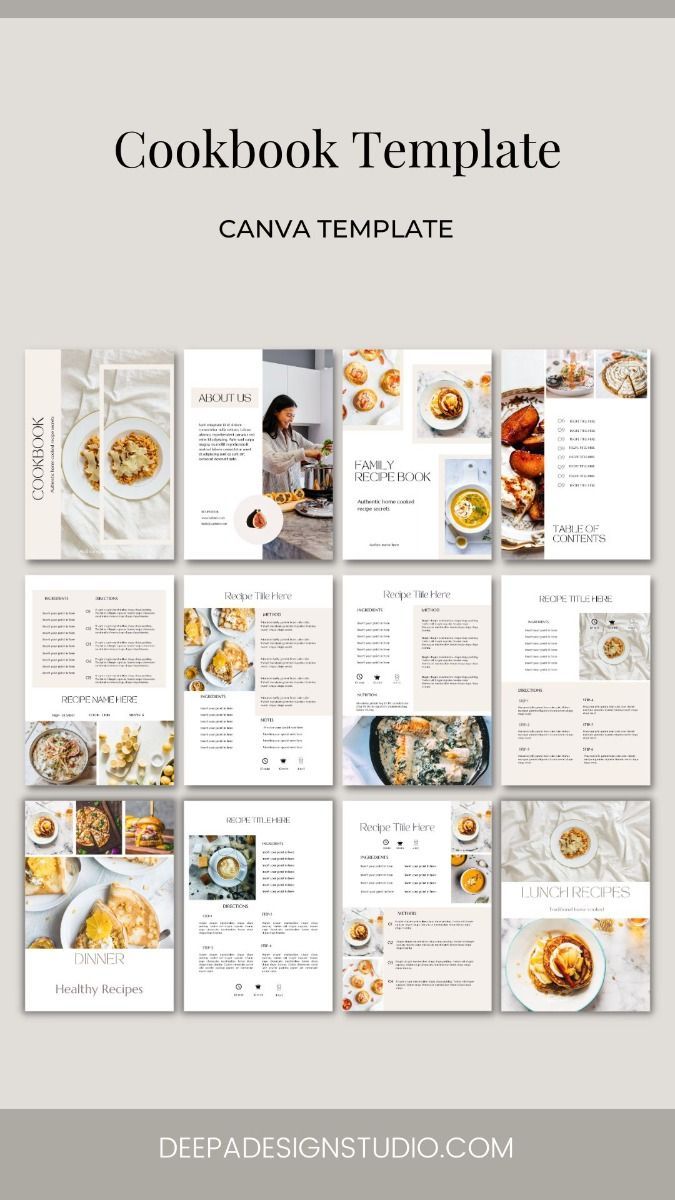 Cookbook template Canva Cook Book Ideas, Cookbook Design Template, Cookbook Design Layout, Own Recipe Book, Book Design Templates, Recipe Design, Recipe Book Covers, Ebook Template Design, Recipe Book Design