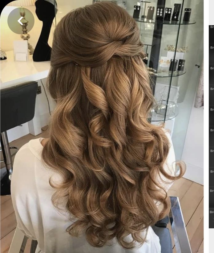 Quince Hairstyles, Prom Hairstyles For Long Hair, Half Updo, Wedding Hair Inspiration, Girl Toddler, Long Wavy Hair, Wedding Hair And Makeup, Elegant Hairstyles, Bride Hairstyles