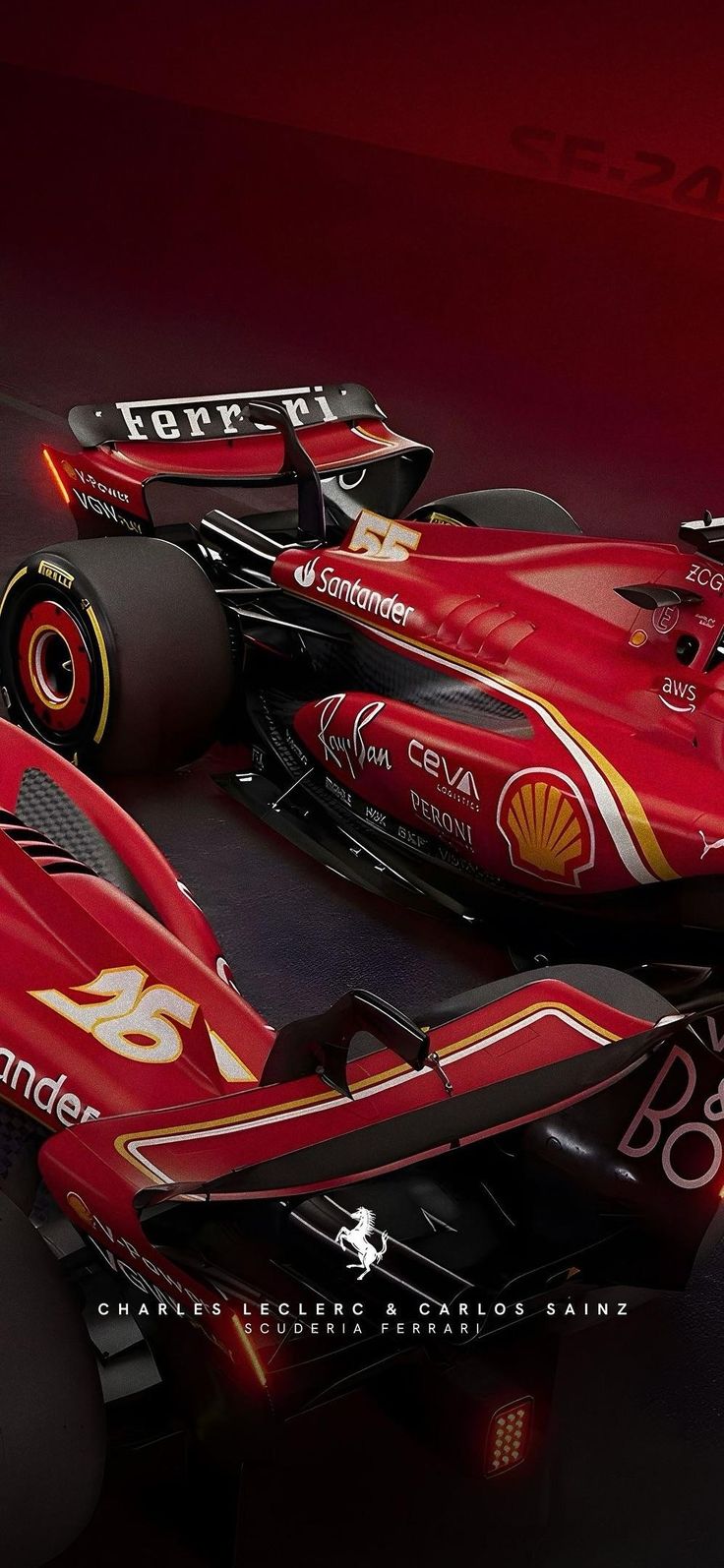 a red race car is shown on a dark background with the words formula written in gold