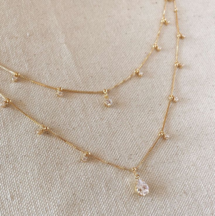 18k Gold Filled Layered Necklace Details In Cubic Zirconia Wholesale – GoldFi Fancy Jewelry Necklace, Pretty Jewelry Necklaces, Prom Jewelry, Hypoallergenic Jewelry, Classy Jewelry, Jewelry Lookbook, Fancy Jewellery, Fancy Jewelry, Cheap Jewelry