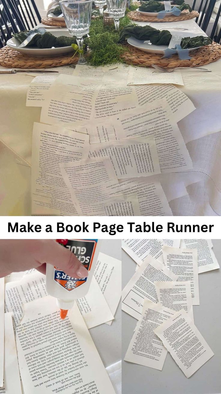 the instructions to make a book page table runner