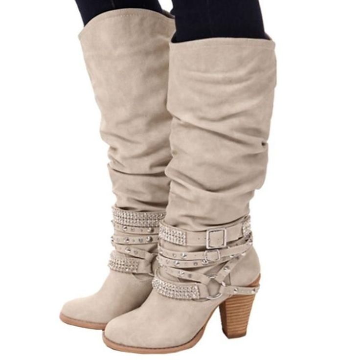 Category:Boots; Upper Materials:Faux Leather; Embellishment:Buckle; Season:Fall,Winter; Heel Type:Cone Heel,Chunky Heel; Gender:Women's; Size Suggestion:standard size, select your usual size; Toe Shape:Round Toe; Type:Knee High Boots; Style:Casual,Minimalism,Vintage; Heel Height(inch):2-3; Outsole Materials:Rubber; Occasion:Daily,Outdoor; Closure Type:Zipper; Pattern:Solid Color; Listing Date:10/19/2023; Production mode:Self-produce; 2024 Trends:Motorcycle Boots,Plus Size,Heel Boots Beige Wide Calf Mid-calf Boots For Winter, Beige Wide Calf Knee-high Boots For Winter, Beige Wide Calf Heeled Boots For Winter, Beige Mid-calf Boots For Winter, Fitted Beige Mid-calf Boots For Winter, Fitted Beige Mid-calf Winter Boots, Fall Party Boots In Beige, Beige Party Boots For Fall, Beige Winter Party Boots