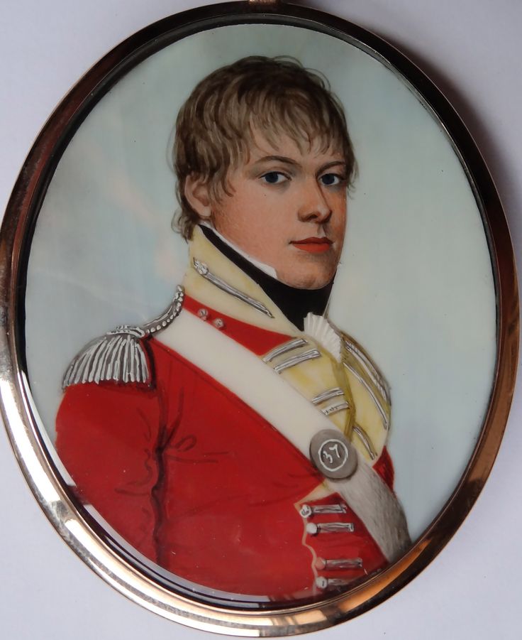 a portrait of a man in red uniform with white collar and gold trim around his neck