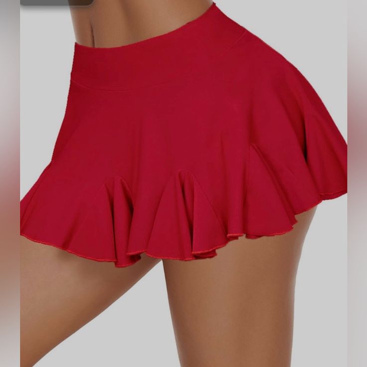 Avidlove Women's Skirts Mini Skirt Sexy Short Skirts High Waist Ruffle Lingerie Mini Skirts Red, Size Xl 32.3 Inch Waist This Short Mini Skirt Features Ruffle Hem And Elastic High Waisted Waistband, A-Line Flared Silhouette Design, It Will Show Your Stunning Curves.Besides, The Stretchy Waistband That Can Easily Fit Any Shape. Perfect To Pair With Shirts, Blouse, Vests, Crop Tops High-waisted Flirty Skort With Lined Skirt, Flirty High Waist Stretch Skort, Flirty Stretch Skort In Solid Color, Solid Ruffled Skirted Swim Skirt, Stretch Mini Swim Skirt With Ruffles, Flirty Stretch Mini Swim Skirt, Solid Color Mini Swim Skirt With Ruffles, Fitted Ruffled Swim Skirt, Red Skirted Beach Bottoms