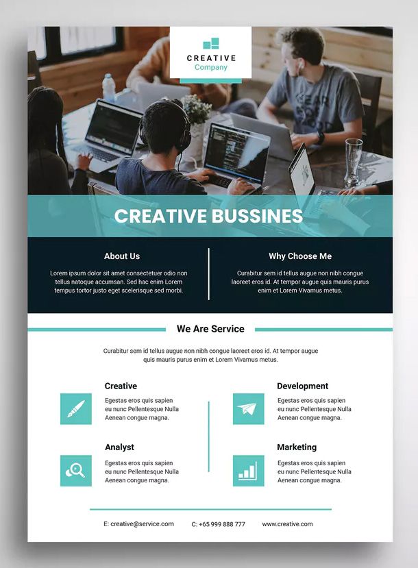 the creative business flyer template is ready to be used for your company's website