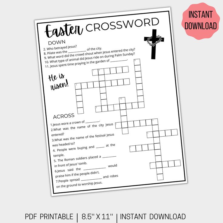 the crossword worksheet for easter is shown in black and white with an image of