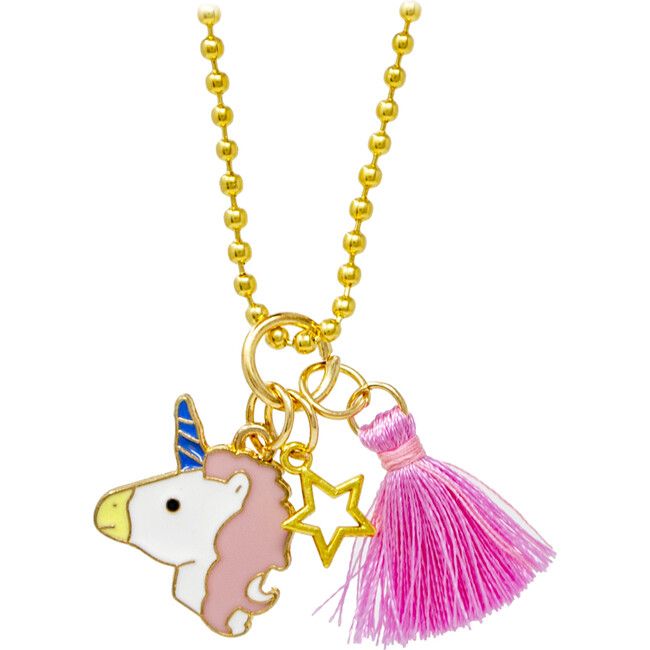 Adjustable necklace with unicorn, tassel and star charms | Zomi Gems | Unicorn, Tassel and Star Necklace (Gold, One Size)  |  Maisonette collects the best children’s products from around the world (unlike Zulily, Etsy, The Tot, Farfetch Kids, Childrensalon, Crate and Kids, Kohls, Wayfair, Buy Buy Baby, Nordstroms, Mini Boden, J.Crew Factory, or PotteryBarn Kids), creating a curated shopping experience for you. Think of us as your shortcut to fashion for litte ones! Playful Pink Jewelry With Star Charm, Ladies Necklace, Star Necklace Gold, Gold Charm Necklace, Charm Necklaces, The Unicorn, Shop Jewelry, Childrens Jewelry, Buy Buy Baby