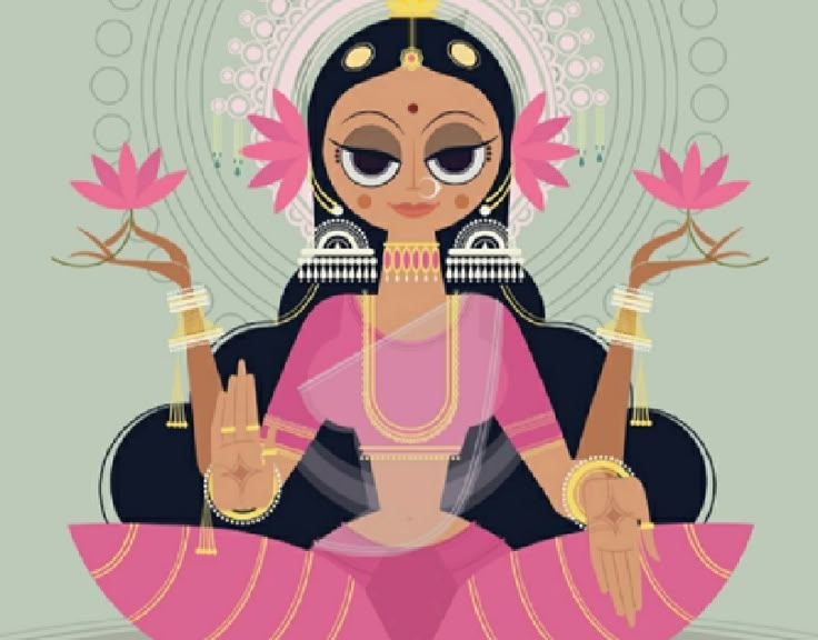 Lakshmi and saraswati on Behance Goddess Laxmi Illustration, Laxmi Illustration, Lakshmi Illustration, Goddess Laxmi, Indian Illustration, Durga Painting, Dancing Drawings, Illustration Board, Vedic Art