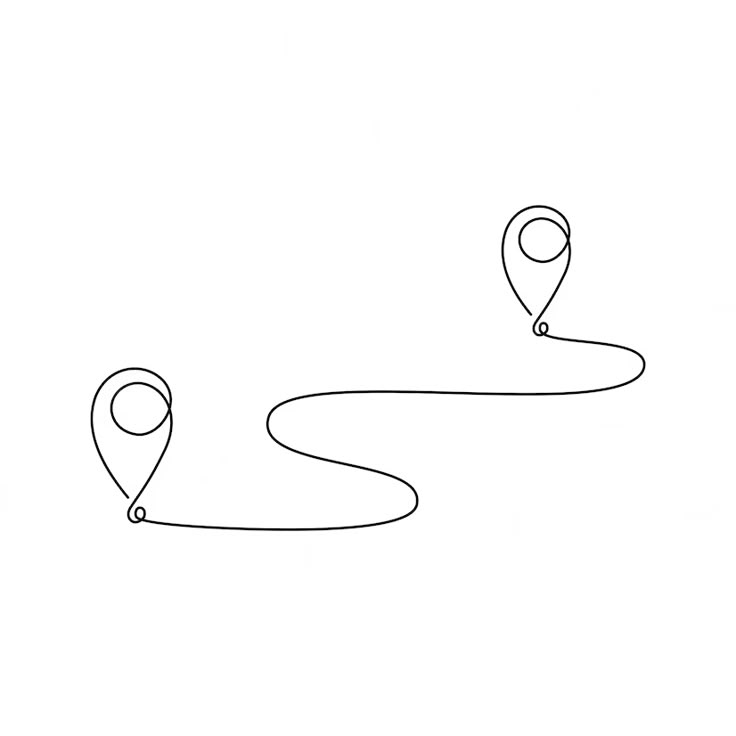 a single line drawing of a person walking down a path with a pin in the middle