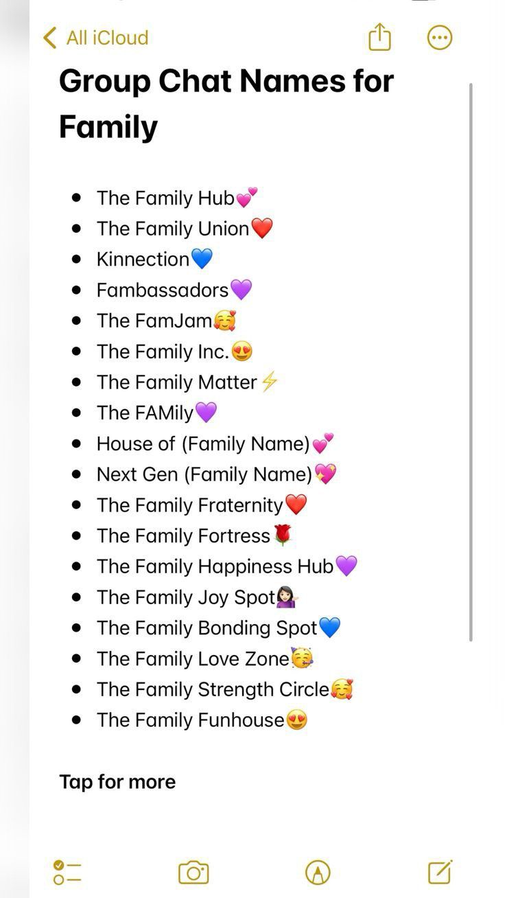 the group chat names for family