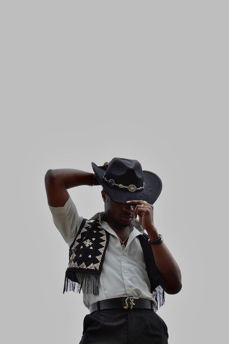 Fun Poses Men, Black Cowboy Photoshoot, Cowboy Attire Men, Cowboy Carter Outfit, Black Cowboy Aesthetic, African Cowboy, Black Cowboy Outfit, Formal Cowboy Outfits Men, Men Cowboy Outfits