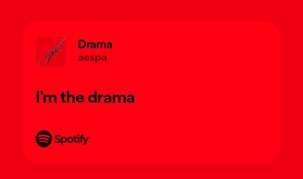 i'm the drama spotify logo on a red background with black and white lettering