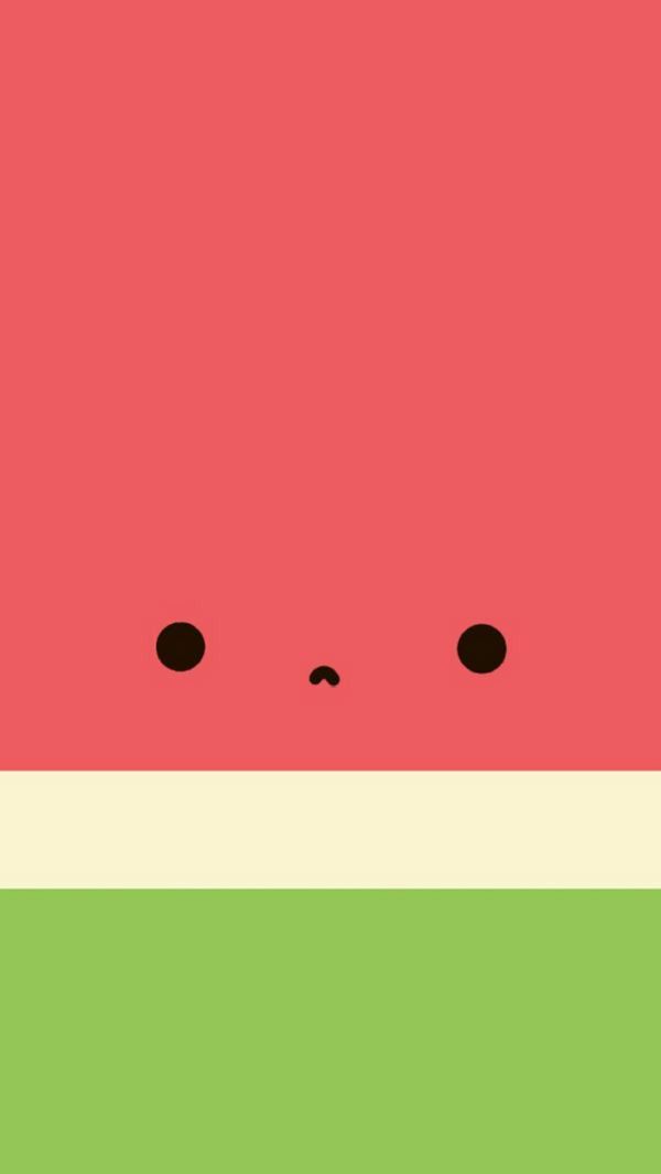 a slice of watermelon with black dots on it's face and eyes