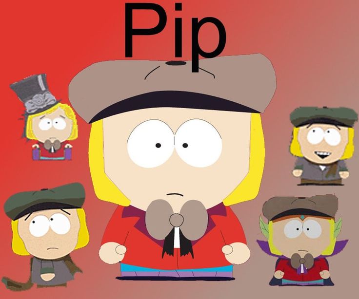 south park characters with the words pip on them