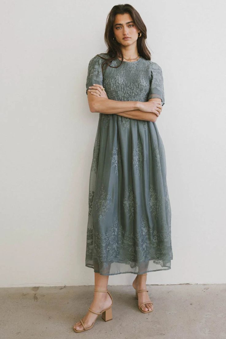 Alora Embroidered Dress in Teal – Groovy Mimi