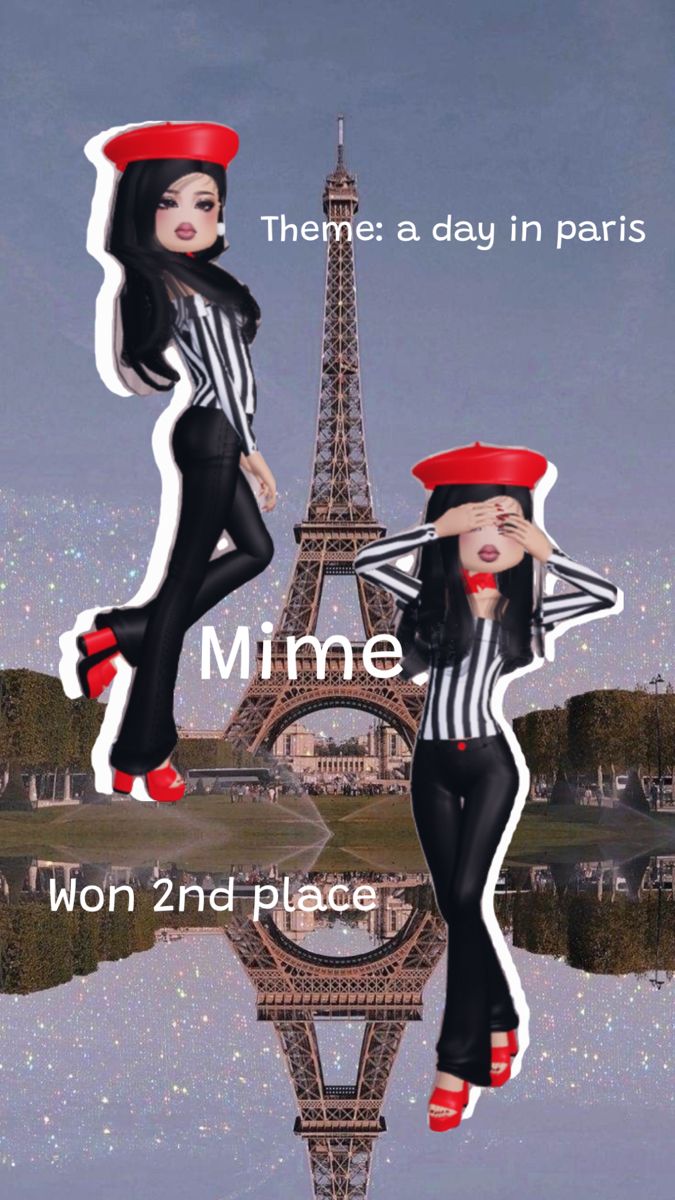 two women are standing in front of the eiffel tower, one is wearing black and white