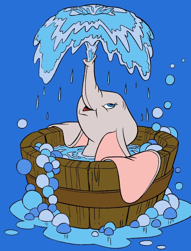 an elephant taking a bath in a wooden tub with water coming out of it's head