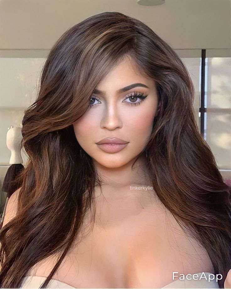 Curtain Bangs For Brown Hair, Hair Inspiration Color Brown Highlights, Kylie Jenner Chocolate Brown Hair, Kylie Hair Color, Kylie Jenner Brown Hair, Hair Inspo Brown, Kylie Jenner Hair Color, Jenner Hair, Pelo Cafe