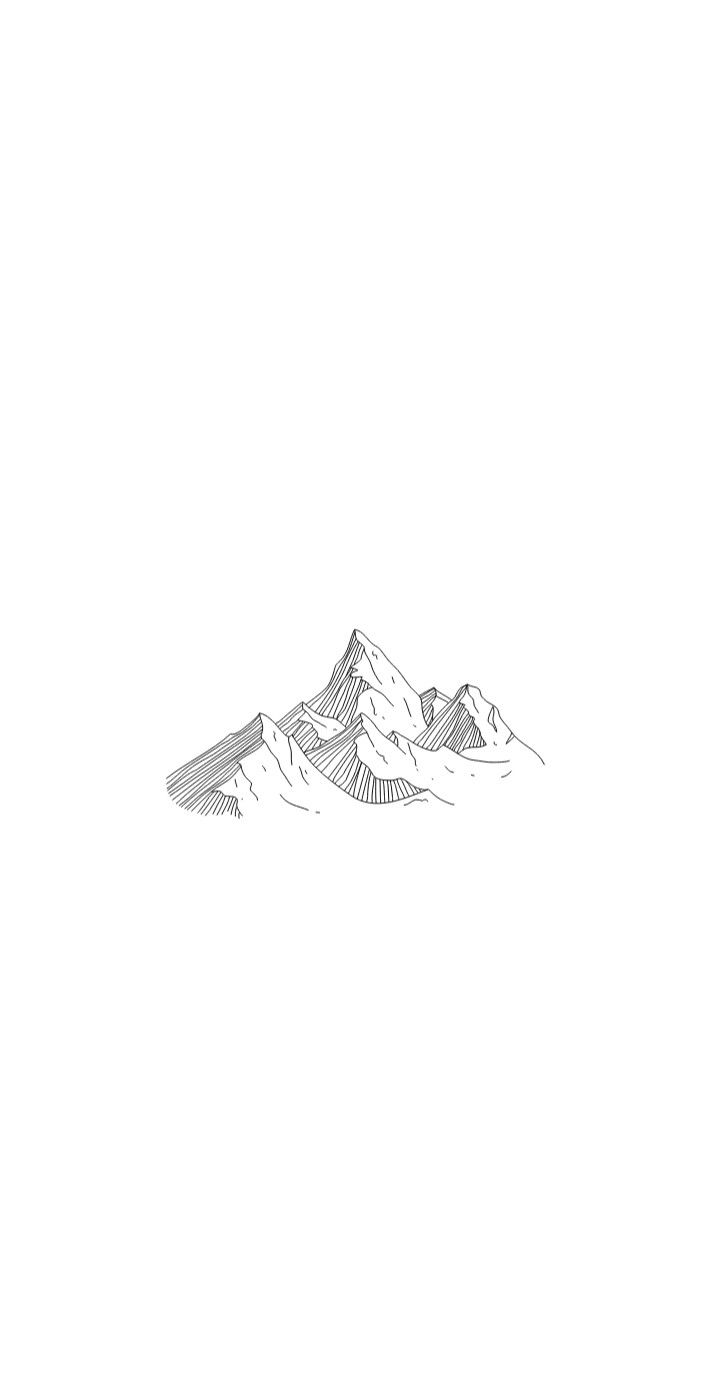 a black and white drawing of some mountains