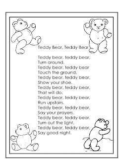 the teddy bear poem is shown in black and white