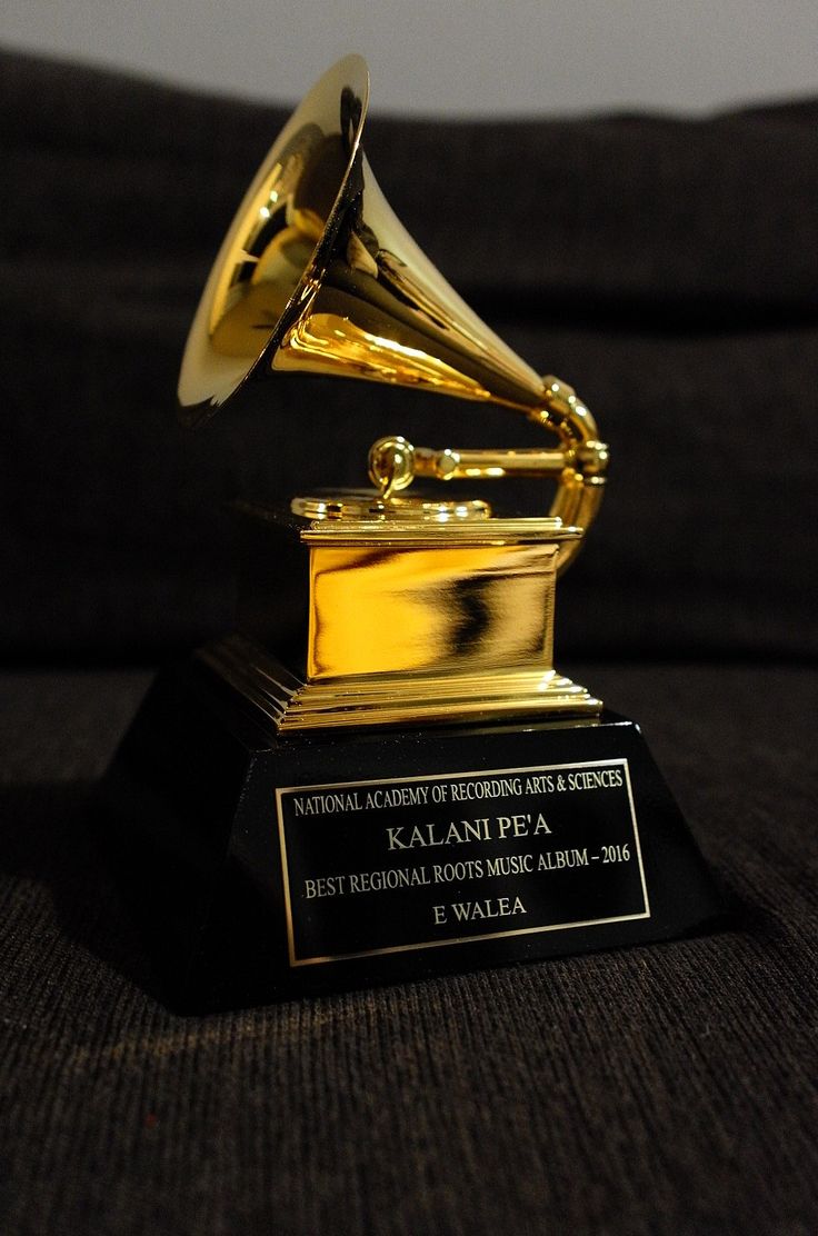 an award is displayed on a black surface