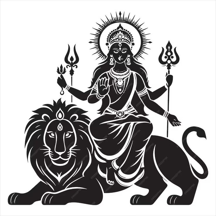 the hindu god sitting on top of a lion