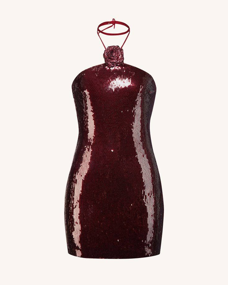 Halter Club Dress, Burgundy Dress Mini, Vegas Mini Dress, Mini Burgundy Dress, Ysl Mini Dress, Black And Burgundy Dress, 90s Dresses Party, Maroon Fashion, Mini Bodycon Dress