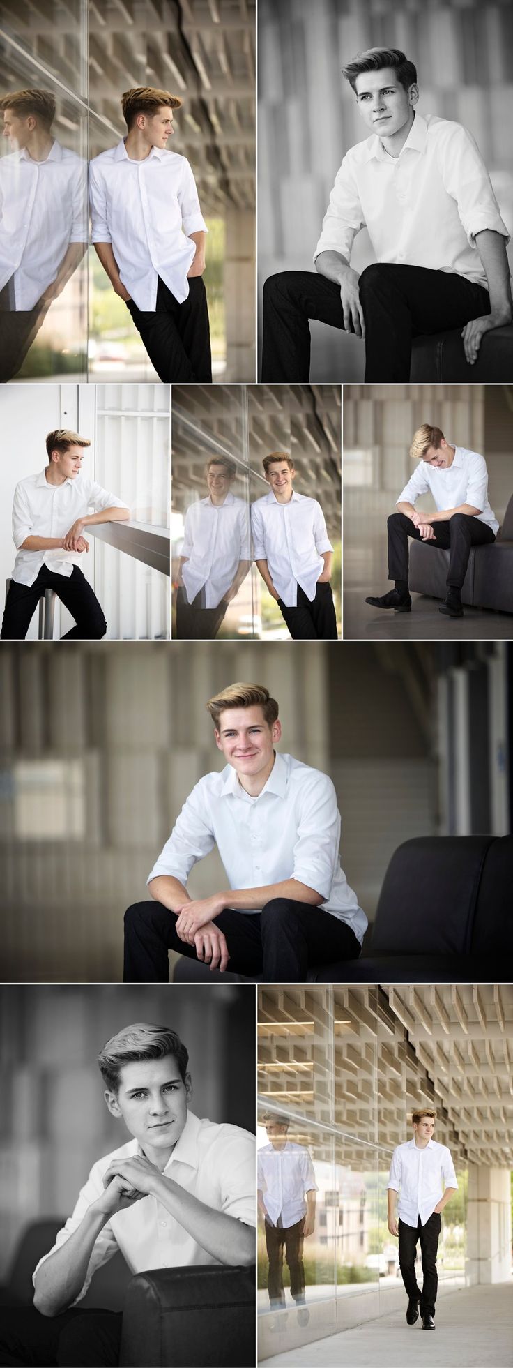 a collage of photos with men in white shirts and black pants