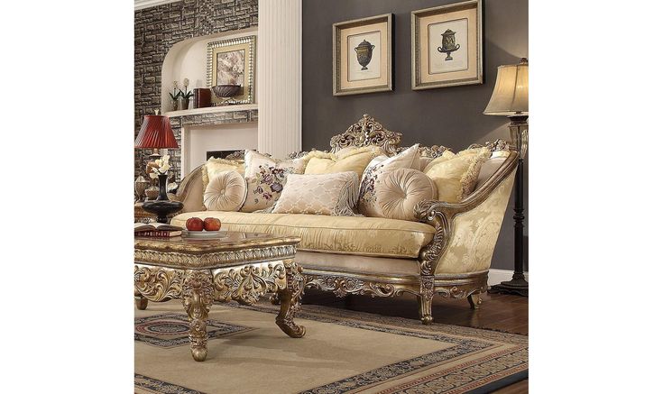 Kahler Sofa Wayfair Living Room, 3 Piece Living Room Set, Gold Sofa, Living Room Upholstery, At Home Furniture Store, Deep Seat Cushions, Ornate Furniture, Living Room Set, Chenille Fabric