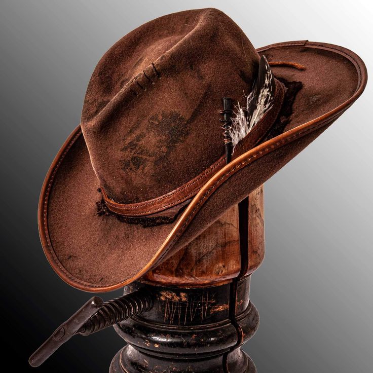 Description -Felt Wool Material -Brim 3 1/2" -Crown 4 3/4" -Cowhide Leather Hat Band -Leather Accents -Hand Distressed Finish The Duke Brown is the hat I'd choose if I were to fight a grizzly bear. This felt cowboy hat is hand distressed to give it a rugged textured look that you just can't find with other competitors. This hat looks and feels like a valuable heirloom while having the quality to last as long as any family heirloom. With a rugged pioneer look like this even Davy Crockett would en Cowbow Hat, Brown Cowgirl Hat, Cow Boy Hat, Best Cowboy Hats, Girls Hair Style, Cowboy Clothes, Cowboy Accessories, Cowboy Fashion, Brown Cowboy Hat