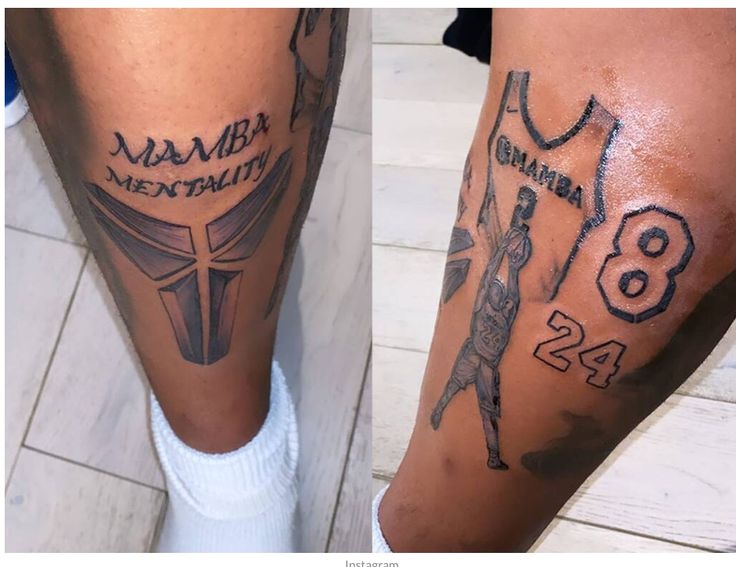 two tattoos on the legs of people with names and numbers tattooed on their legs